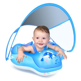 LAYCOL Baby Swimming Float with UPF50+ Sun Canopy Baby Floats for Pool No Flip Overbaby Pool for Baby Age of 3-36 Months