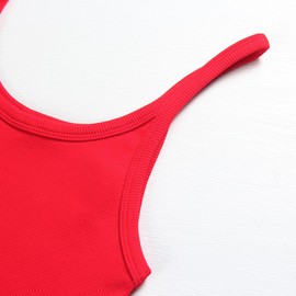 Artfish Women's Sleeveless Tank Top Form Fitting Scoop Neck Ribbed Knit Basic Cami Tight Fitted Bright Red, L