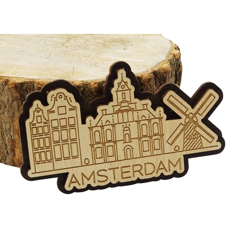 Printtoo Souvenir Wooden Engraved Amsterdam City of Netherlands Custom Fridge