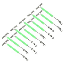 PATIKIL 2.5" Fishing Lure Line Wire Leader Trace, 50 Pcs Luminous Tube Fishing Rigs 3-Way Arm Fishing Line Connector for Fishing Rigs Extension, Green