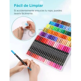 Plumones Doble Punta con 132 Colores Brillantes para Artistas y Principiantes