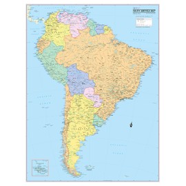 Cool Owl Maps South America Continent Wall Map - Rolled Paper (24"x32")