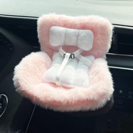 Doll Car Seat for 17cm Dolls with Air Vent Clip and Desktop Stand, Doll Accessories for 10-17cm Dolls, Cute and Functional Car Ornament for Blind Box Doll Fans (Pink)