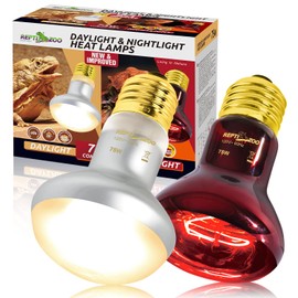 REPTI ZOO 75W Reptile Heat Lamp Bulb, 2PCS Day & Night Basking Spot Light Combo Pack Includes Infrared Heat Lamp and UVA Daylight Heating Lamp Basking Light