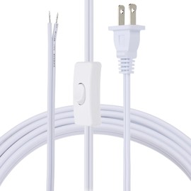PATIKIL 12 Feet 18AWG Lamp Cord with Plug, SPT-2 UL List Lamp Power Cord Stripped Ends Ready for Wiring Lamp Wire with Wire Connectors for Light Replacement DIY, White
