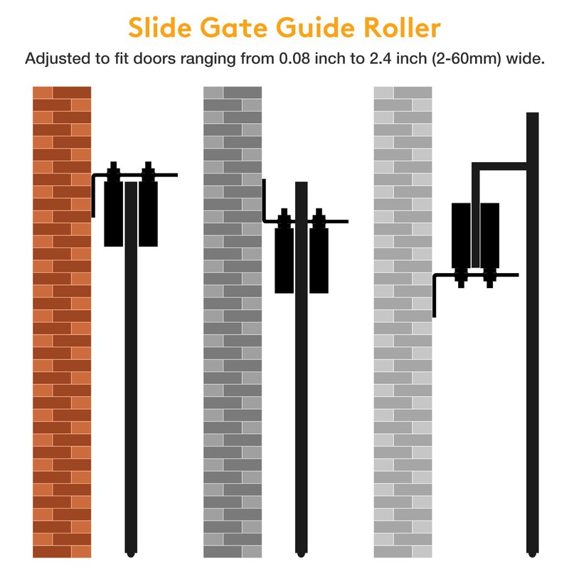 6" Gate Roller Guide with L-Bracket, Universal Adjustable Heavy Duty