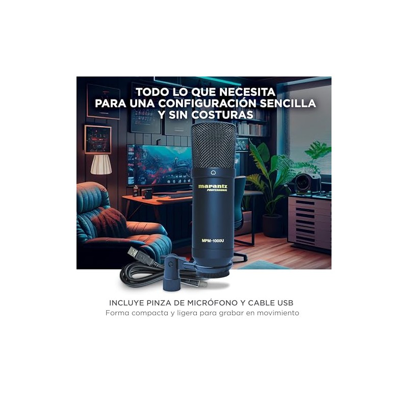 Marantz Professional MPM1000U - Micrófono Condensador USB para PC, Micrófono