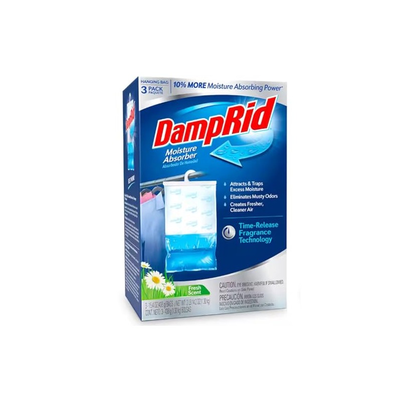 DampRid Hanging Bag Moisture Absorber for Closets, Pure Linen, 3