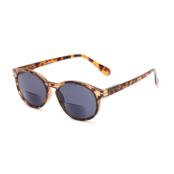 Round Bifocal Reading Sunglasses in Dark Tortoise with Smoke Lenses by Readers.com | The Drama | +2.50