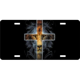 Generic Lion of Judah Yeshua Lamb Lord Jesus Christ Cross Christian License Plate Car Truck Tag