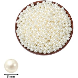 Round Pearls Beads, 600pcs Pearls 8mm Beige ABS Imitation Pearl Beads for Jewelry Making, Crafts, Decoration and Vase Filler