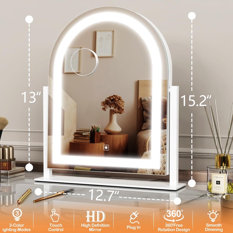 Gvnkvn Lighted Makeup Mirror, Hollywood Vanity Mirror with Lights, Three