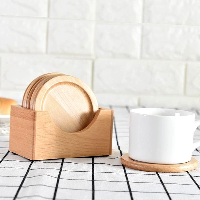 Ceylon Teabox Wooden Coasters Set with Holder for Drinks Set