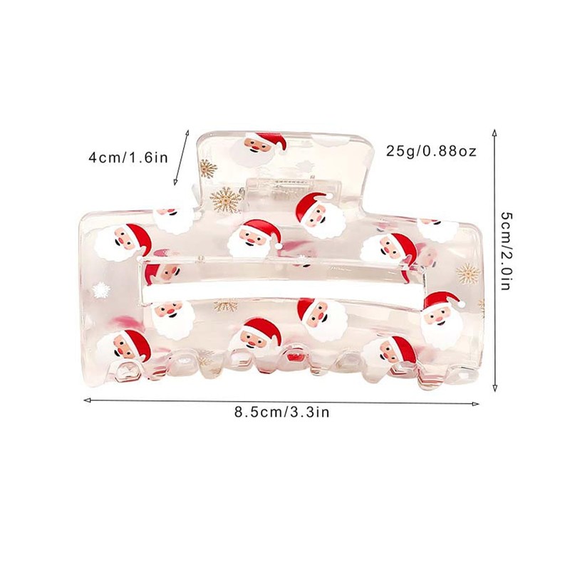 Christmas Hair Clips, Xmas Santa Claus Claw Clips, Rectangular Large