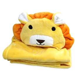 Yellow Lion Infant Flannel Blanket Stuffed Animal Head Baby Blanket for Boys Grls 100x100cm
