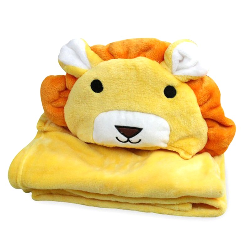 Yellow Lion Infant Flannel Blanket Stuffed Animal Head Baby Blanket