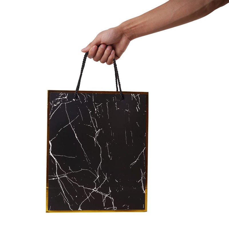 ysmile Marble Black 12" Large Gift Paper Bag with Tissue
