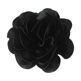 ULIFEBETTER 7.5in Dainty Satin Fabric Rose Flower Brooch, Camellia Flower Brooches and Pins Extra Large Fabric Flower Brooch Pins for Women Wedding Party Dance Dress Clothes Accessories (Black)