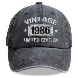 Vintage 1986 Limited Edition Hats for Men Women, 39th Birthday Decorations, Adjustable Embroidered 39 Year Old Baseball Cap Retirement Gifts for Dad Mom Black