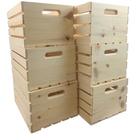 Wilson Large Wooden Pine Crate for Storage and Decoration at Home, Office, Kitchen, Bedroom, and Retail (12.5"x9.625"x17.875") (Set of 6)
