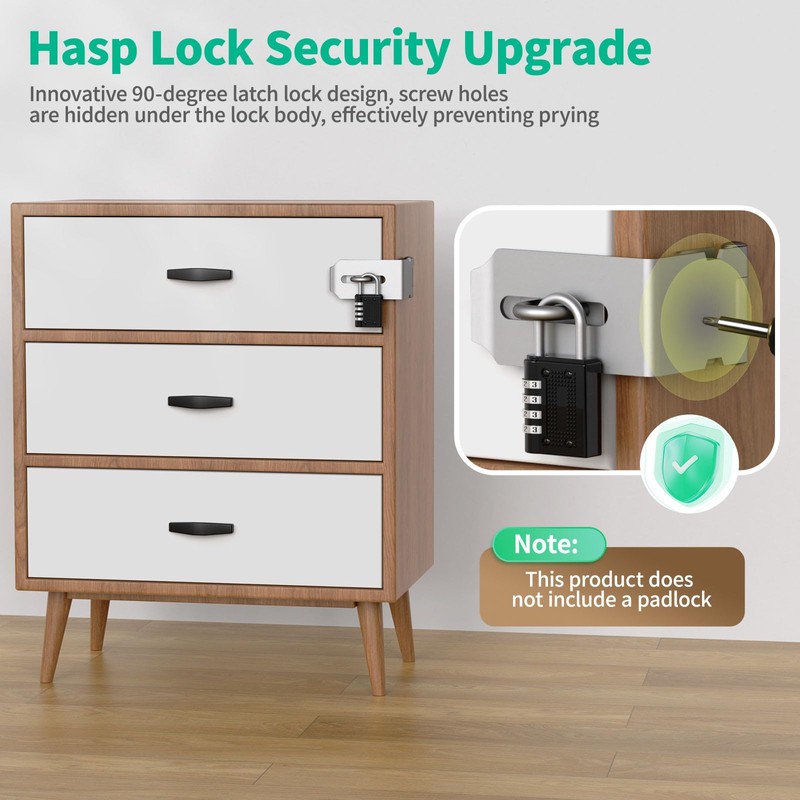 YogePote 90 Degree Hasp Latch, Heavy Duty 304 Stainless Steel