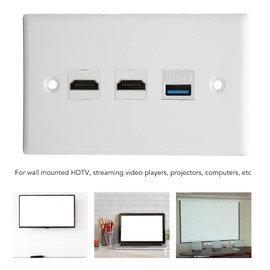 Bewinner HDMI USB 3.0 Wall Plate 2 Port HDMI Female and 1 Port USB Female Video Component Socket Socket Cover Wall Plate