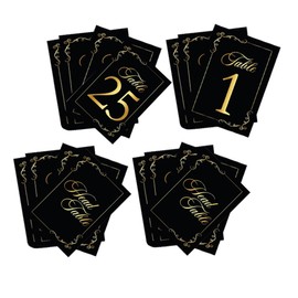 NOLITOY 1set Elegant Double Sided Table Numbers Cards Black Gold Reserved Cards Reusable Table Numbers for Wedding Reception Banquets Events 30pcs