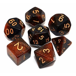 CREEBUY DND Dice Set Black Mix Gold Nebula Dice for Dungeon and Dragons D&D RPG Role Playing Games Dice Set with D20 D12 D10 D% D8 D6 D4