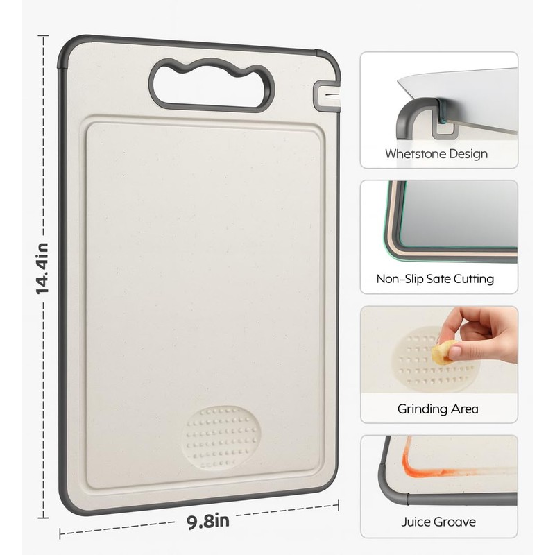 Stainless Steel Cutting Board Double Sided with Plastic Surface, Knife