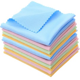10 Pcs Flute Cleaning Cloth, Microfiber Violin Cleaning Cloth Soft Instrument Cleaning Cloth for Guitar Flute Violin Piano Trumpet Sax Lenses Screen (Blue, Apricot, Green, Pink)