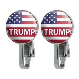 GRAPHICS & MORE President Trump American Flag Novelty Clip-On Stud Earrings