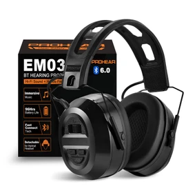 PROHEAR 039 Bluetooth 6.0 Hearing Protection with Hi-Fi & Loud Audio, 4 Week Runtime Rechargeable 1100mAh Battery, OSHA Compliant Noise Reduction Safety Earmuffs for Mowing Workshops Snowblowing