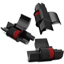 3 Pack Calculator Ink Roller Black/Red - IR40T Compatible with Casio HR-170RC, HR-100TM / Canon P23-DHV Calculator/Sharp EL-1801V, EL-1750V & More - Individually Sealed Calculator Ink Cartridge