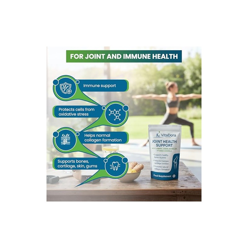 Joint Health Support Supplements with Turmeric, Ginger, Bromelain + Vitamins