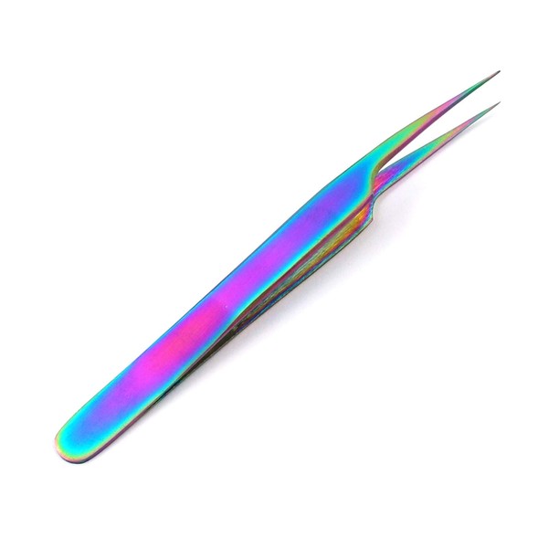 G.S STAINLESS STEEL JEWELER STYLE TWEEZERS #8 MULTI TITANIUM RAINBOW