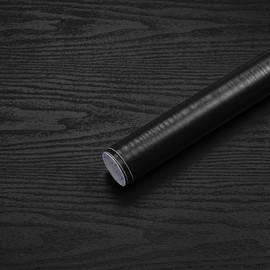 Peel and Stick Wallpaper Wood Contact Paper Black Wood Grain Wall Paper Thicken Textured Waterproof Easy to Clean Decorative Self-Adhesive Film for Cabinets and Drawers Surfaces 17.5In X 118In