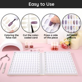 Segbeauty 216 Nail Colors Display Chart, Nail Polish Organizer Display Book with 240 False Nail Tips, Professional Nail Art Salon Supplies Nail Color Nail Gel Card Nail Sticks