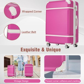 Merax 24 Inch Hardside Luggage Carry-On Suitcase with Spinner Wheels Travel Trolley Case, Baby Pink