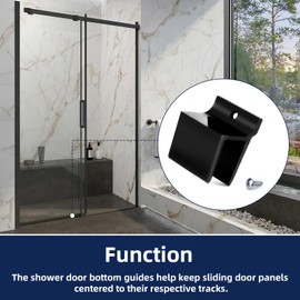 M6209 Sliding Shower Door Bottom Guide,1/2 in Channel Sliding Shower Door Guide for Shower Glass Door, Durable Sliding Door Bottom Guide with Screws Shower Door Replacement Parts Black 1 Pack