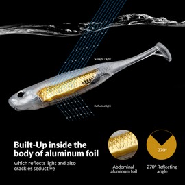 QualyQualy Soft Plastic Lures Swimbait Paddle Tail Shad Lure Bass Bait Shad Minnow Soft Bait for Trout Walleye Crappie Pike 2.75in 3.14in 3.94in (Color 14, 3.14" - 6Pcs)