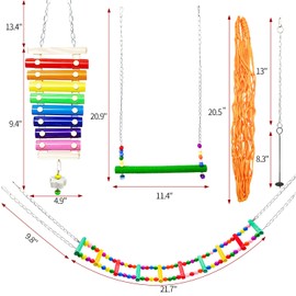 6 PCS Chicken Toys for Coop Hens, Chicken Xylophone with Grinding Stone Chicken Swing Flexible Ladder String Bag Vegetable Skewer String Feeder for Parrot Bird