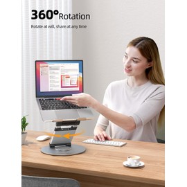 Nulaxy Telescopic 360 Rotating Laptop Stand for Desk Adjustable Height Swivel Pull Out Design Ergonomic Laptop Riser Fits All 10-17" Laptops Computer MacBook, Silver