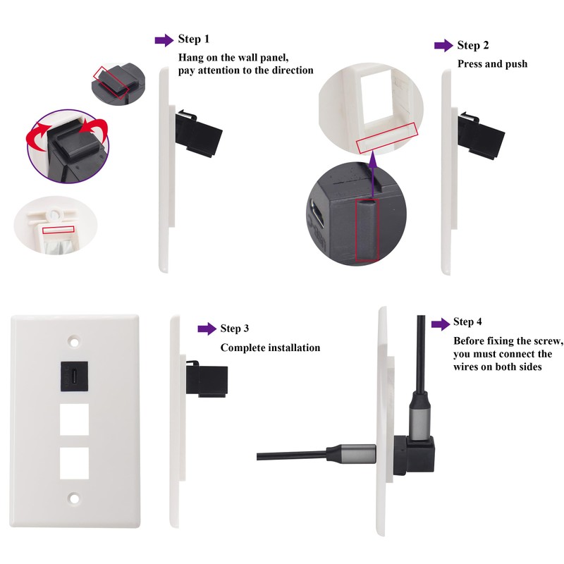 AAOTOKK 90 Degree USB C 3.1 Keystone Insert Jack Connector