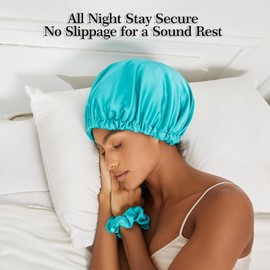 Satin Bonnet Silk Bonnet for Sleeping Women Double Layer Hair Bonnet Wrap Sleep Cap Gifts for Women Curly Hair