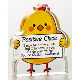 Calibron Funny Chick Inspirational Acrylic Desk Decor, Birthday Gifts for Women Men Friends Coworkers, Positive Emotional Support Chick Desk Sign for Home, Office