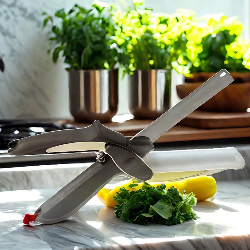 Cutting Board Scissor,Kitchen Food Scissors,2 in 1 Smart Cutter Food