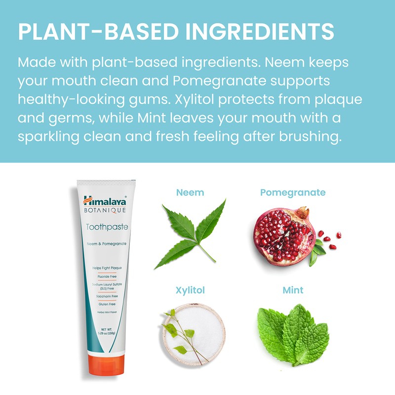 Himalaya Botanique Original Neem & Pomegranate Botanical Toothpaste, Fights Plaque,