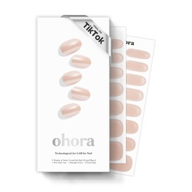 ohora Semi Cured Gel Nail Strips (N Vanilla Chrome) - Works with Any Nail Lamps, Salon-Quality, Long Lasting, Easy to Apply & Remove - Includes 2 Prep Pads, Nail File & Wooden Stick