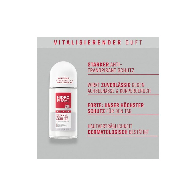Hidrofugal FORTE DOPPEL SCHUTZ Roll-on, starker Antitranspirant Schutz gegen stress-