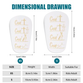 Zinueen Small Shin Pads for Football - Pack of 2 Mini Shin Pads, Protective Equipment for Men, Women, Children & Girls (White/Golden, 10 x 6 cm)